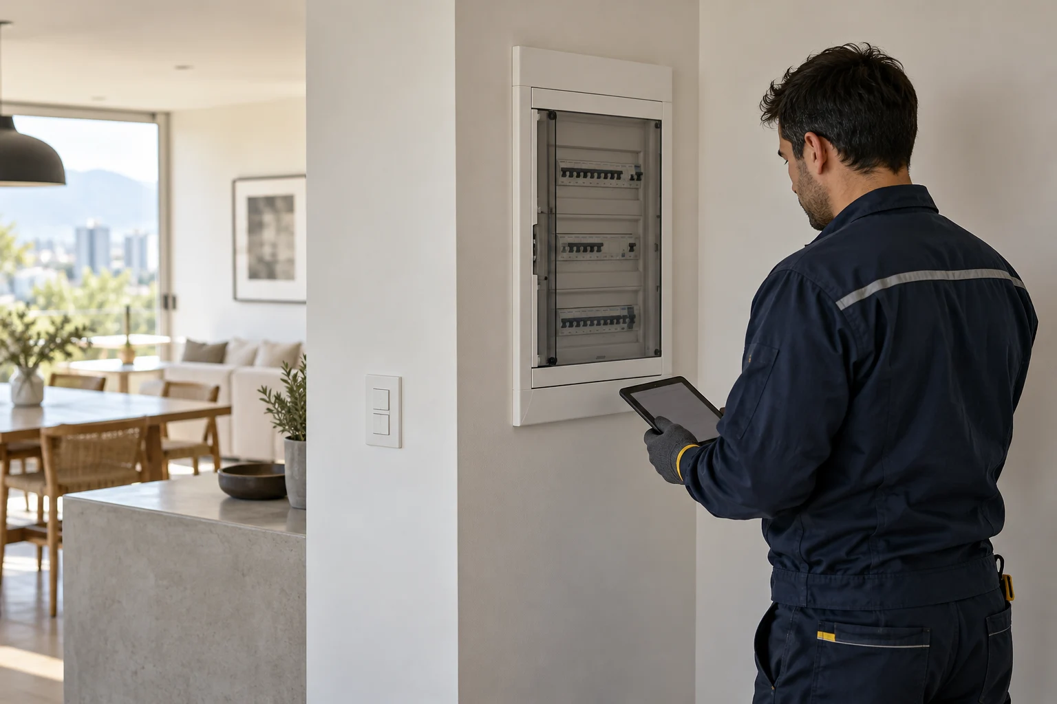 Imagen ilustrativa de un técnico revisando una instalación eléctrica